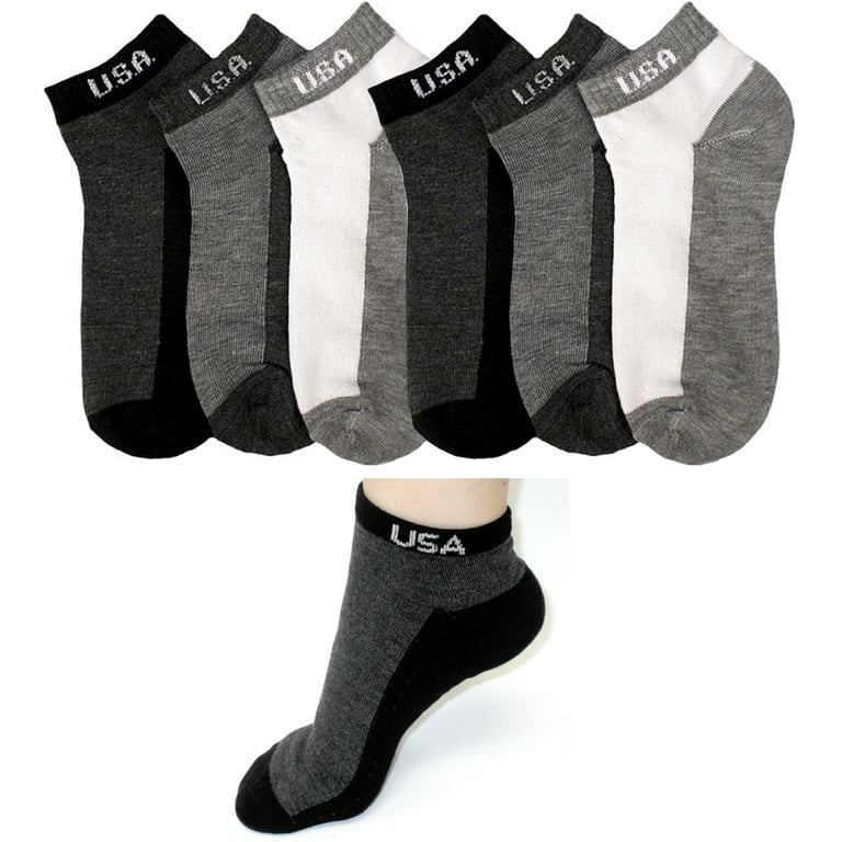 6 Pairs Mens Gray Solid Sports Athletic Work Crew Long Cotton Socks Size 9-11